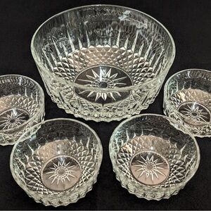 Vintage Luminarc Arcoroc Cavalier Crystal Clear Glass Bowl Set